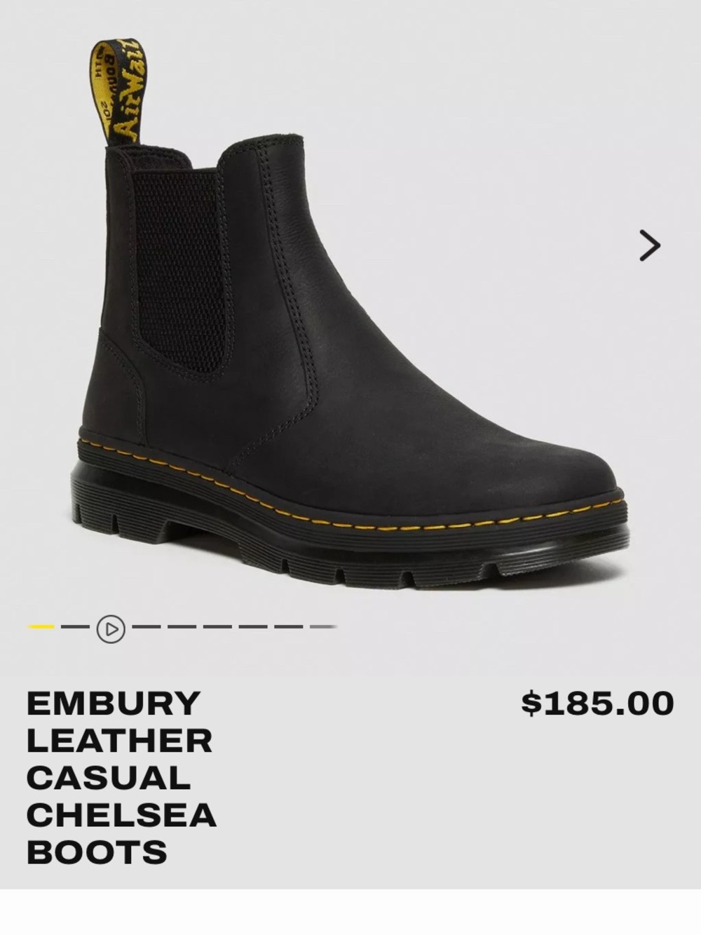 Dr. Martens Embury Leather Casual Chelsea Boots - Black Size 38